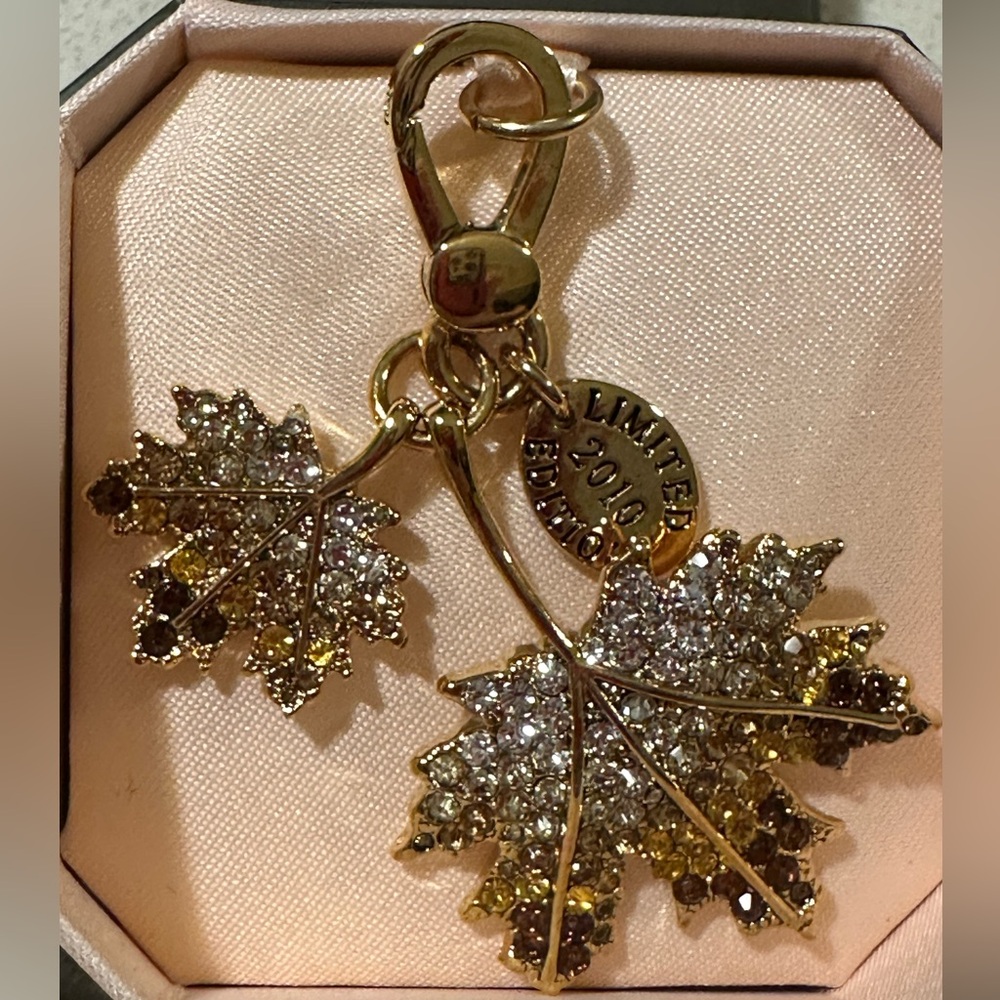 NEW Juicy Couture PAVE Fall Leafs with clear, brown and amber rhinestones